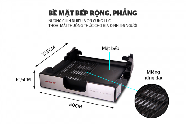 BẾP NƯỚNG ĐIỆN SUNHOUSE SHD4603 3