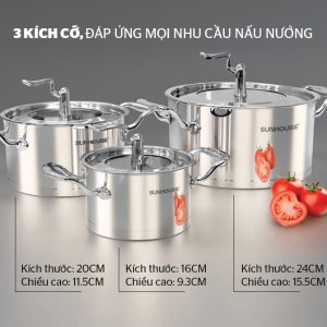 Bộ nồi inox 5 đáy SUNHOUSE SHG2503MSA 6