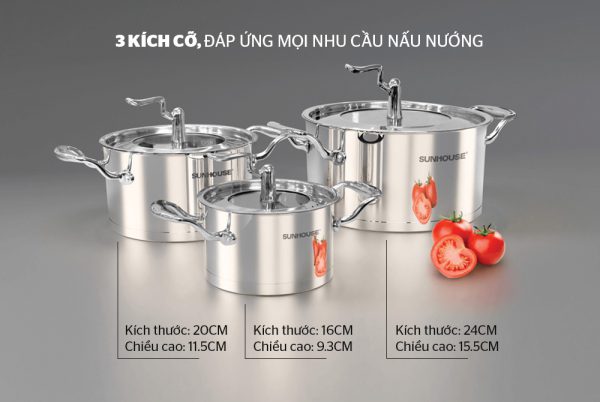 Bộ nồi inox 5 đáy SUNHOUSE SHG2503MSA 6