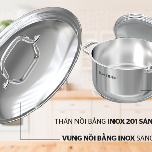 BỘ NỒI CHẢO INOX 5 ĐÁY SUNHOUSE SHG995 2