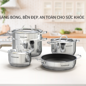 BỘ NỒI CHẢO INOX 5 ĐÁY SUNHOUSE SHG995 4