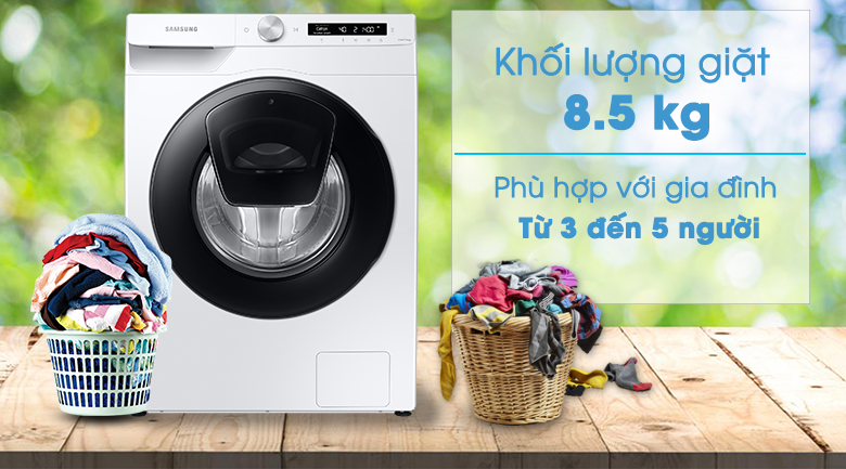 Máy giặt Samsung Addwash Inverter 8.5kg WW85T554DAW/SV -Khối lượng