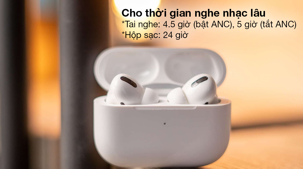 Tai nghe Bluetooth AirPods Pro MagSafe Charge Apple MLWK3 trắng - Cung cấp thời gian sử dụng đáng kinh ngạc với tai nghe cho 4.5 giờ, hộp sạc tới 24 giờ