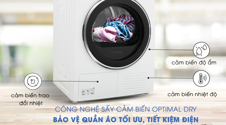 Công Nghệ Sấy Cảm biến Optimal Dry - Máy sấy Samsung 9 kg DV90M5200QW/SV