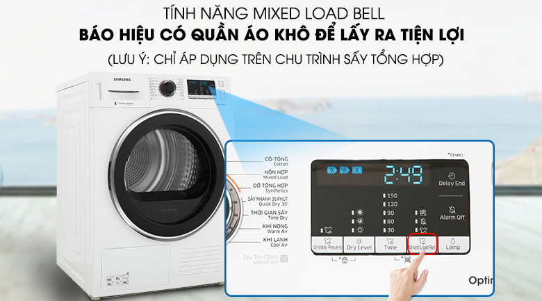 Tính năng Mixed Load Bell - Máy sấy Samsung 9 kg DV90M5200QW/SV