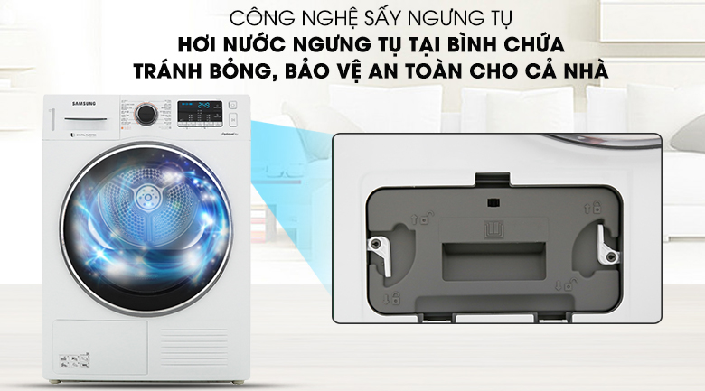 Công nghệ sấy ngưng tụ - Máy sấy Samsung 9 kg DV90M5200QW/SV