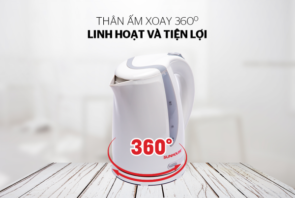 Ấm siêu tốc nhựa SUNHOUSE SHD1300 Trắng 02