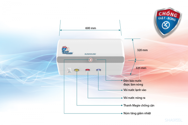 BÌNH NƯỚC NÓNG 15L SUNHOUSE SHA9155L 4