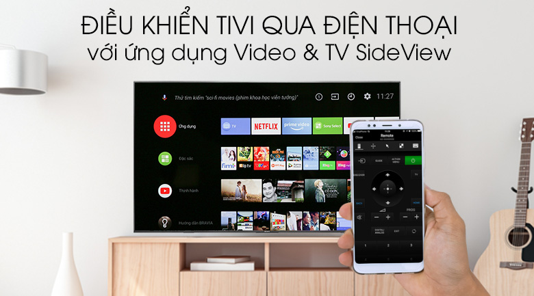 Android Tivi Sony 4K 75 inch KD-75X8500G Mẫu 2019 - Điều khiển tivi bằng điện thoại qua ứng dụng Video & TV SdeView