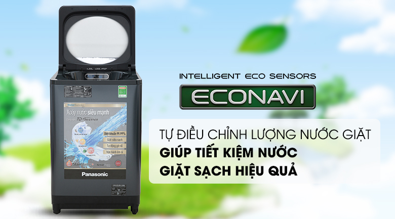 Máy giặt Panasonic Inverter 12.5 Kg NA-FD12VR1BV-Tiết kiệm nước nhờ cảm biến Econavi