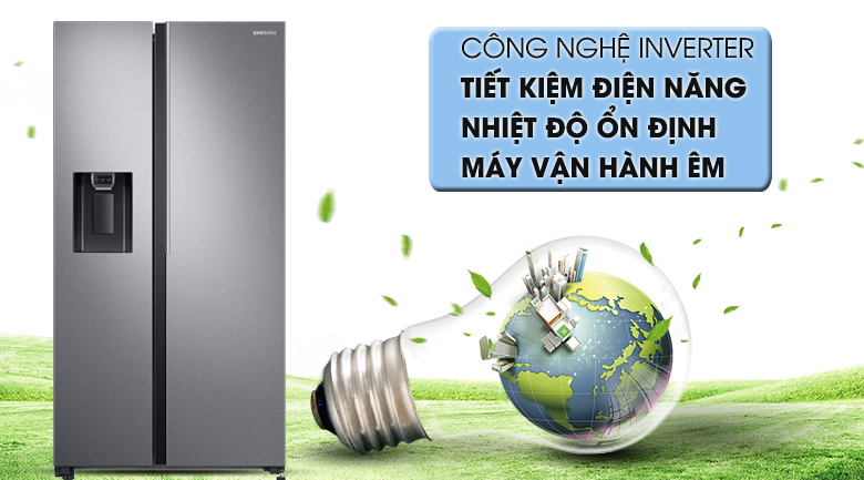 Tích hợp công nghệ Inverter giúp tiết kiệm điện, hoạt động bền bỉ lâu dài - Tủ lạnh Samsung Inverter 617 lít RS64R5101SL/SV Mẫu 2019