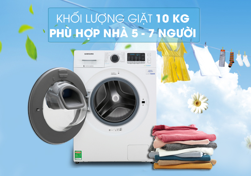 Khối lượng giặt 10 kg - Máy giặt Samsung Addwash Inverter 10 kg WW10K54E0UW/SV