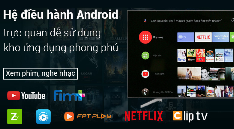 Android Tivi Sony 4K 75 inch KD-75X8500F - Hệ điều hành Android 8.0