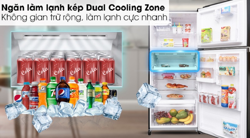 Ngăn lạnh kép Dual Cooling Zone hỗ trợ làm lạnh nhanh - Tủ lạnh Toshiba Inverter 359 lít GR-AG41VPDZ XK1