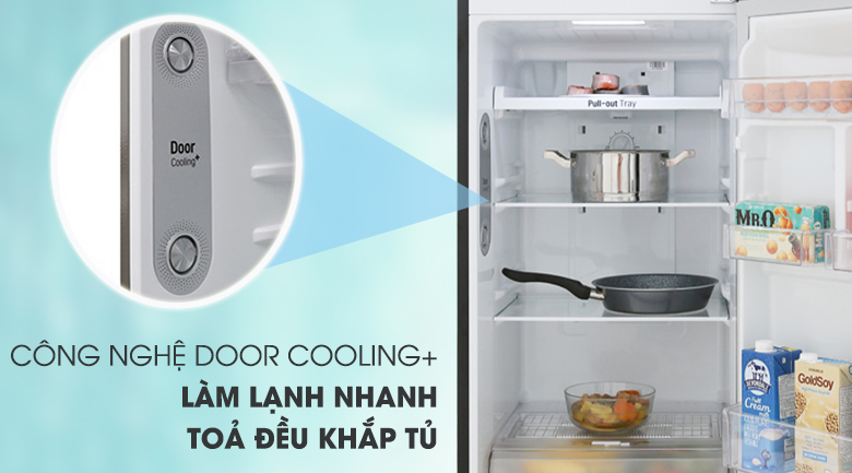 Làm lạnh nhanh hơn với công nghệ DoorCooling+ - Tủ lạnh LG Inverter 255 lít GN-M255BL