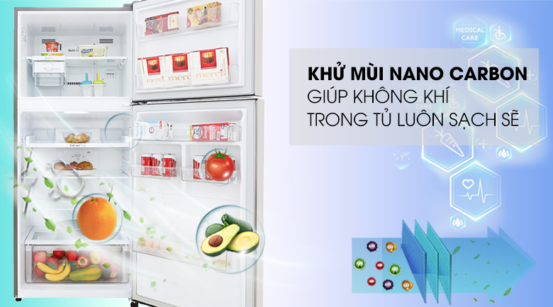 Khử mùi Nano Carbon - Tủ lạnh LG Inverter 393 lít GN-M422PS