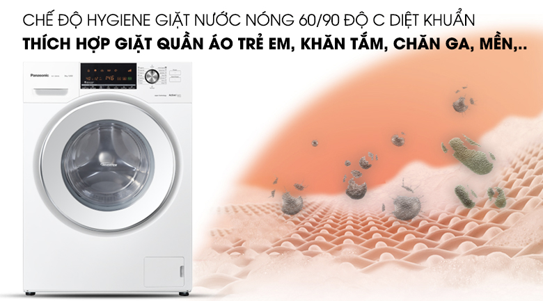 Giặt nước nóng Hygiene - Máy giặt Panasonic Inverter 8 Kg NA-128VG6WV2