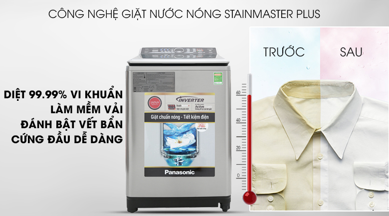 Công nghệ giặt nước nóng StainMaster Plus - Máy giặt Panasonic Inverter 13.5 Kg NA-FS13V7SRV