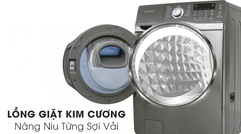 Lồng giặt kim cương - Máy giặt Samsung Add Wash Inverter 17 kg WD17J7825KP/SV