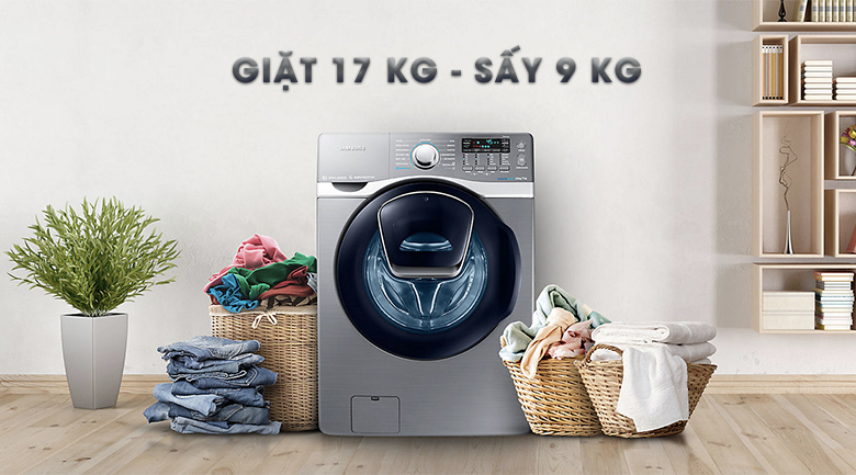 Máy giặt sấy khối lượng lớn - Máy giặt Samsung Add Wash Inverter 17 kg WD17J7825KP/SV