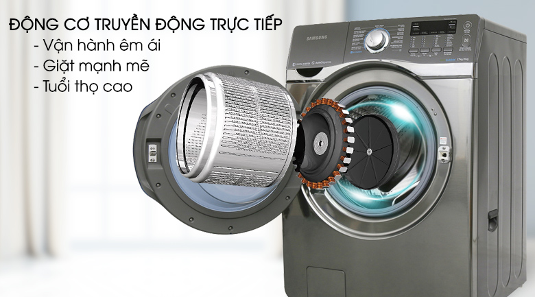 Động cơ truyền động trực tiếp - Máy giặt Samsung Add Wash Inverter 17 kg WD17J7825KP/SV