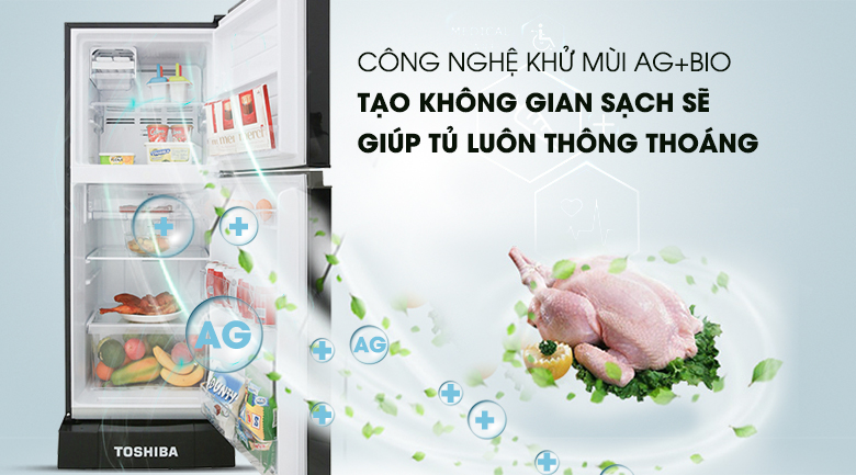 Công nghệ Ag Bio hỗ trợ kháng khuẩn, khử mùi cho tủ lạnh - Tủ lạnh Toshiba Inverter 194 lít GR-A25VM (UKG)